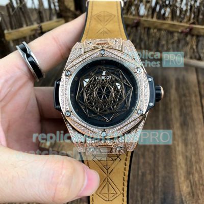 Swiss Clone Hublot Big Bang Watch - Sang Bleu Diamond Bezel 45mm